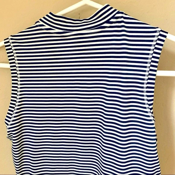 ATHLETA GIRL Overlap Rash Guard Swim Top Navy Striped Sleeveless Size Large (12) - Picture 11 of 13